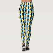 Gestreifte blaue gelbe Sternmusterdesign Leggings (Rückseite)