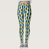 Gestreifte blaue gelbe Sternmusterdesign Leggings (Vorderseite)