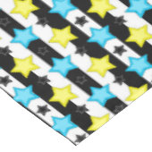 Gestreifte blaue gelbe Sternmusterdesign Tischdecke (Schrägansicht)