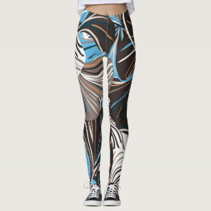 Gestreifte Blumen und Blätter: Vintage-Blumen. Leggings
