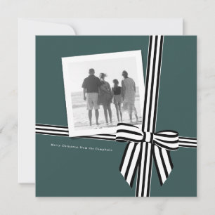 Gestreifte Bow Square Feiertags-Postkarte Grün Feiertagskarte