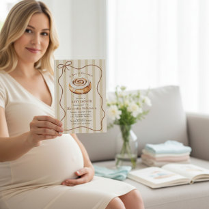 Gestreifte Brötchen-Baby-Shower-Einladung Watercol Einladung