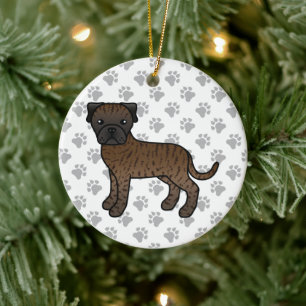 Gestreifte Bullmastiff Süßer Cartoon-Hund Keramik Ornament