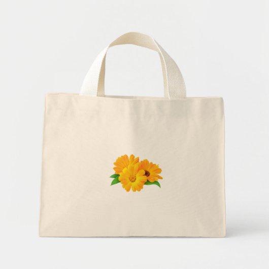 Gestreifte Calendula-Blume Mini Stoffbeutel (Vorne)