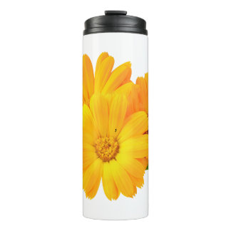 Gestreifte Calendula-Blume Thermosbecher