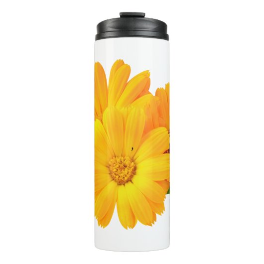Gestreifte Calendula-Blume Thermosbecher (Vorderseite)