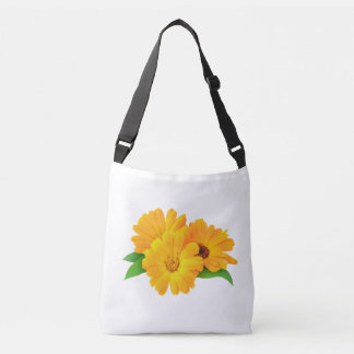 Gestreifte Calendula-Blume Tragetaschen Mit Langen Trägern
