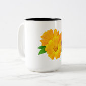 Gestreifte Calendula-Blume Zweifarbige Tasse (Vorderseite Links)