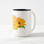 Gestreifte Calendula-Blume Zweifarbige Tasse (VorderseiteRechts)
