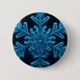 Gestreifte Eleganz: Intricate Blue Snowflake Desig Button