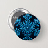 Gestreifte Eleganz: Intricate Blue Snowflake Desig Button (Vorne & Hinten)