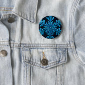 Gestreifte Eleganz: Intricate Blue Snowflake Desig Button (Beispiel)