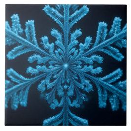 Gestreifte Eleganz: Intricate Blue Snowflake Desig Fliese