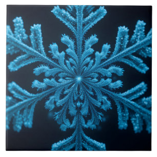 Gestreifte Eleganz: Intricate Blue Snowflake Desig Fliese