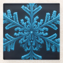 Gestreifte Eleganz: Intricate Blue Snowflake Desig Glasuntersetzer
