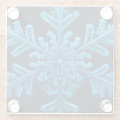 Gestreifte Eleganz: Intricate Blue Snowflake Desig Glasuntersetzer (Rückseite)