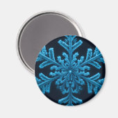 Gestreifte Eleganz: Intricate Blue Snowflake Desig Magnet (Vorderseite/Rückseite)