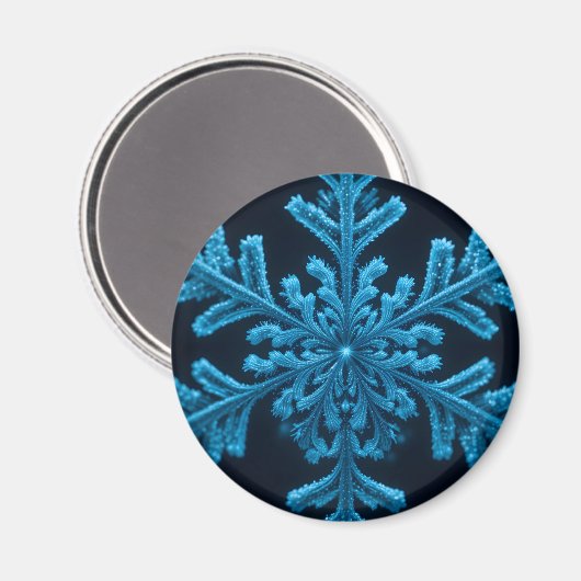 Gestreifte Eleganz: Intricate Blue Snowflake Desig Magnet (Vorderseite/Rückseite)