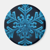 Gestreifte Eleganz: Intricate Blue Snowflake Desig Magnet (Vorne)