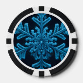 Gestreifte Eleganz: Intricate Blue Snowflake Desig Pokerchips (Vorderseite)