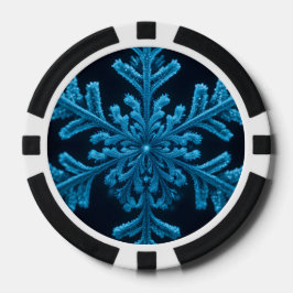 Gestreifte Eleganz: Intricate Blue Snowflake Desig Pokerchips