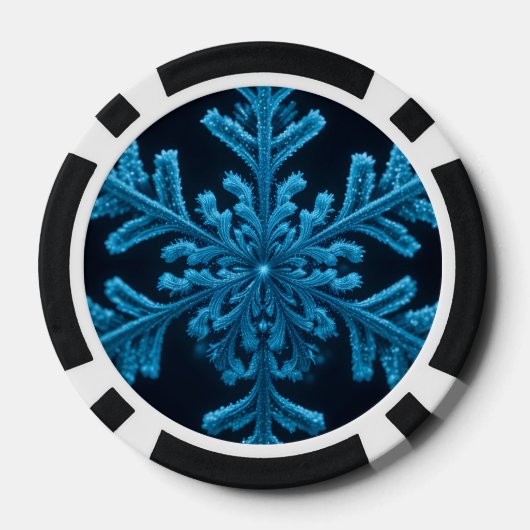 Gestreifte Eleganz: Intricate Blue Snowflake Desig Pokerchips (Rückseite)