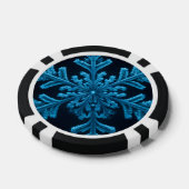 Gestreifte Eleganz: Intricate Blue Snowflake Desig Pokerchips (Einzeln)