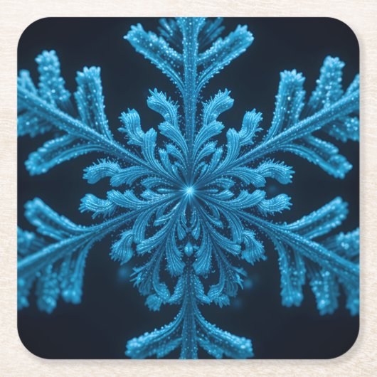 Gestreifte Eleganz: Intricate Blue Snowflake Desig Rechteckiger Pappuntersetzer (Vorderseite)