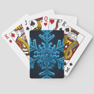 Gestreifte Eleganz: Intricate Blue Snowflake Desig Spielkarten