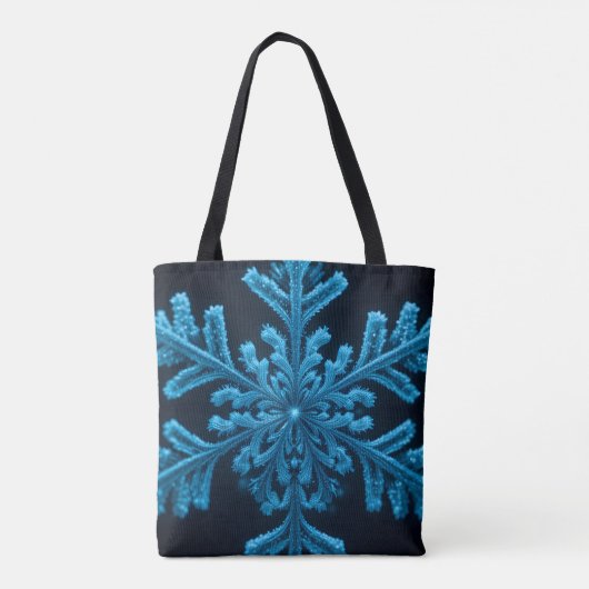 Gestreifte Eleganz: Intricate Blue Snowflake Desig Tasche (Rückseite)
