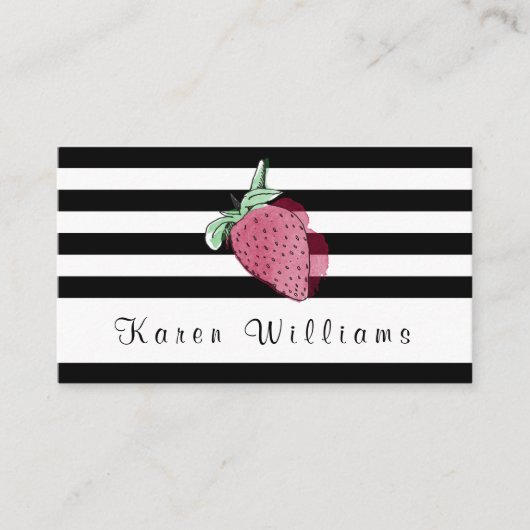 Gestreifte Erdbeerlogo-Visitenkarte Visitenkarte (Vorderseite)