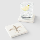 Gestreifte Fleur de lis Steinuntersetzer (Seitenansicht)