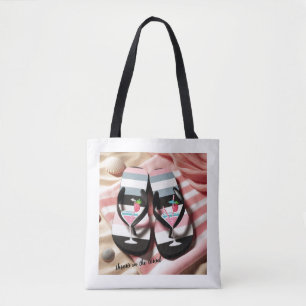 Gestreifte Flip Flops Strandtuch Tasche