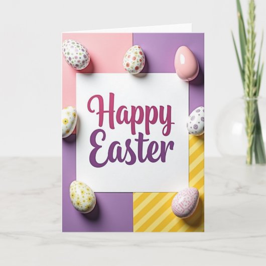 Gestreifte Frohe Ostern Karte (Vorderseite)