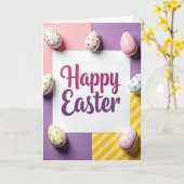 Gestreifte Frohe Ostern Karte (Gelbe Blume)