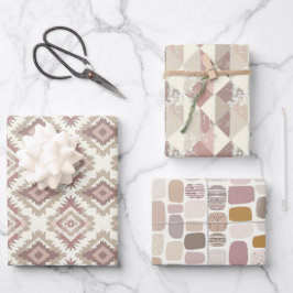 Gestreifte geometrische Gestaltungsmuster Geschenkpapier Set