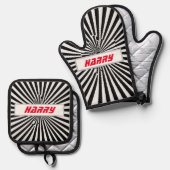 gestreifte gequilste Wärme, Ofen-Mitt und Töpfchen Ofenhandschuh & Topflappen-Set (Vorderseite/Rückseite)