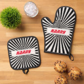 gestreifte gequilste Wärme, Ofen-Mitt und Töpfchen Ofenhandschuh & Topflappen-Set (Oben Unten)