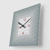 Gestreifte graue Wanduhr mit roten Ziffern >Wanduh (Winkel)