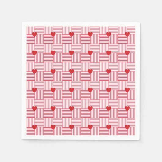 Gestreifte Herzen Patchwork-Muster Serviette (Vorderseite)