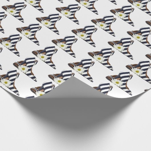 gestreifte High Heels mit daisy Geschenkpapier (Ecke)