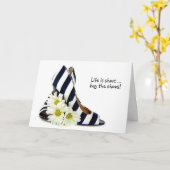 gestreifte High Heels mit weißem Tag Geburtstag Karte (Gelbe Blume)