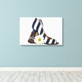 gestreifte High Heels mit weißer Blende Leinwanddruck (Insitu (Holzboden))