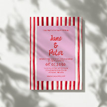 Gestreifte Hochzeit mit rosa und roter Handschrift