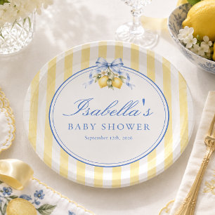 Gestreifte italienische Zitrone und Schleife Baby Pappteller
