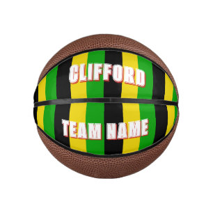 Gestreifte jamaikanische Flagge farbig Mini Basketball