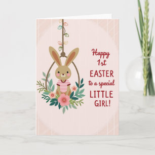 Gestreifte Kaninchen-Blumen-Swing-Karte Karte