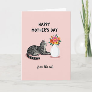 Gestreifte Katze Florales Muttertagsgrußkarte Karte