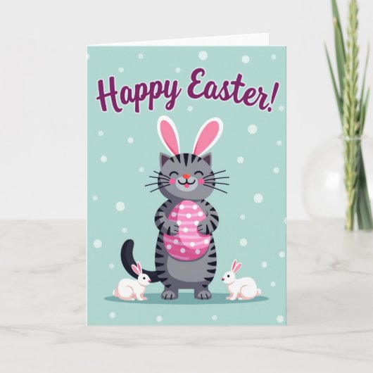 Gestreifte Katze Ostern Oval Karte (Vorderseite)