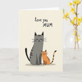 Gestreifte Katzen lieben Mutti Karte (Gelbe Blume)